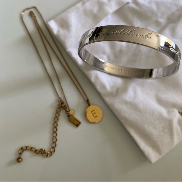 Wedding Bangle & E Necklace KATE SPADE Jewelry Bundle - Bracelet Necklace - Picture 2 of 8